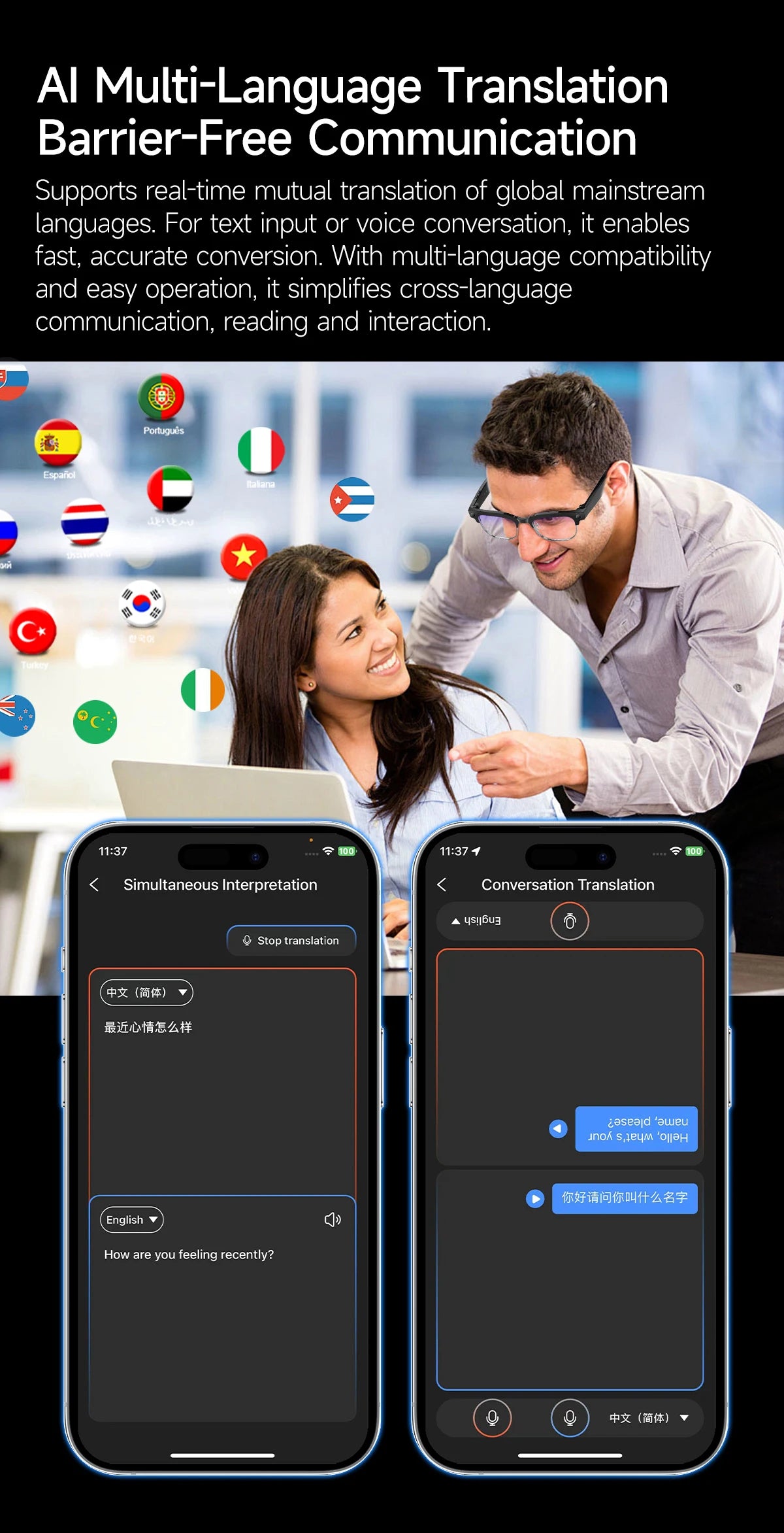 2026New 800W Pixel Camera Smart Glasses Men Video Recording AI Photo Recognition Bluetooth Call Voice Translation Sunglasses Man