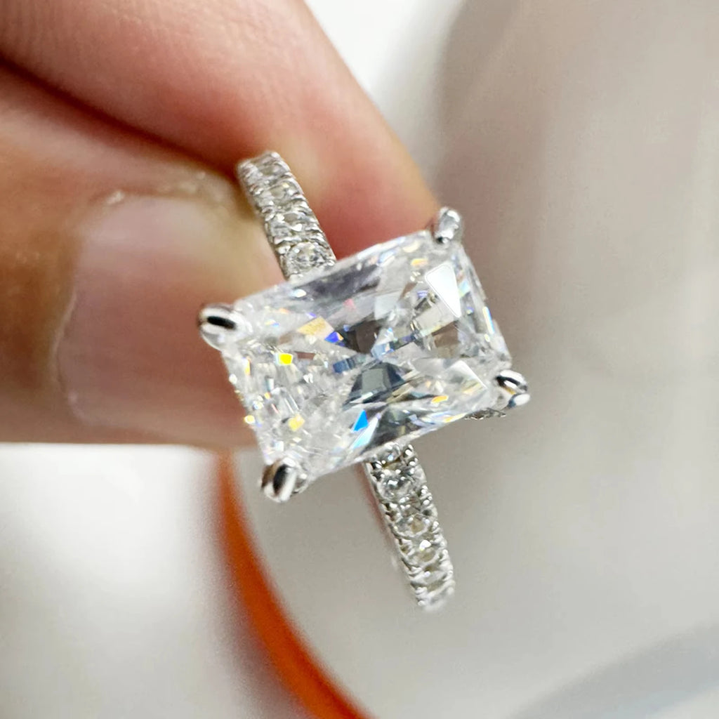 1-3CT Moissanite D Color VVS Diamond Women's Oval Radiant Ring S925 Silver Ring Plated White Gold Jewelry Rings for Women
