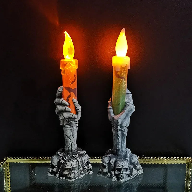 Halloween Skeleton Ghost Hands Led Candles Light