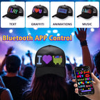 Led Baseball Cap Usb App Control Bluetooth Rechargeable Scrolling Atmosphere Message Board Hop Display Hat Glowing Hat Hip