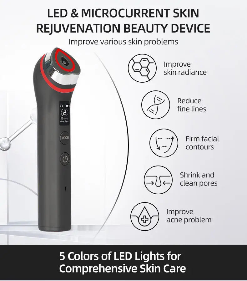 Ager Booster Pro Lifting Face Neck Therapy LED Vibration Massager Beauty Device for Anti-Aging Wrinkles, Skin Rejuvenation