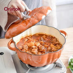 Enamel Coated Cookware Pumpkin Enameled Cast Iron Cooking Pot NonStick Enamel Pot Casserole Dish  for All Heat Source