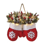 2026 Christmas Garland Creative Glove Shaped Wreath Window Door Garden Gate Decorative Hanging Holiday Party Decor Door Sign
