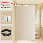 High-Quality Foldable Shower Curtain with Hooks & Ties, Invisible Wet-Dry Separation, Easy Store, Modern Home Decor Style