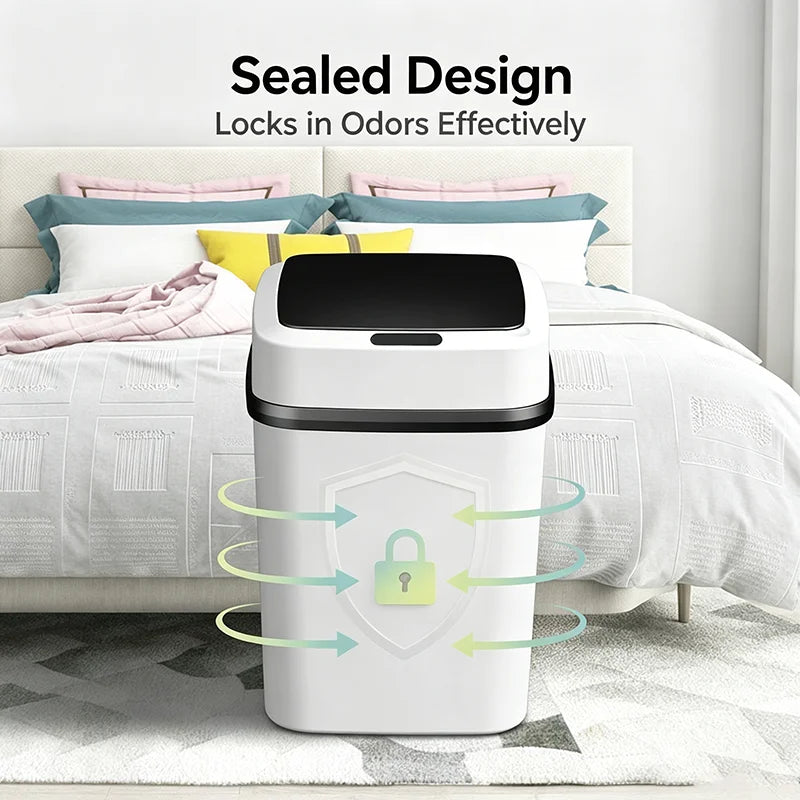 13L Smart Automatic Touch-Free Trash Can Motion Sensor Battery Dustbin Waste Bucket for Kitchen Bathroom Home Office Indoor ﻿