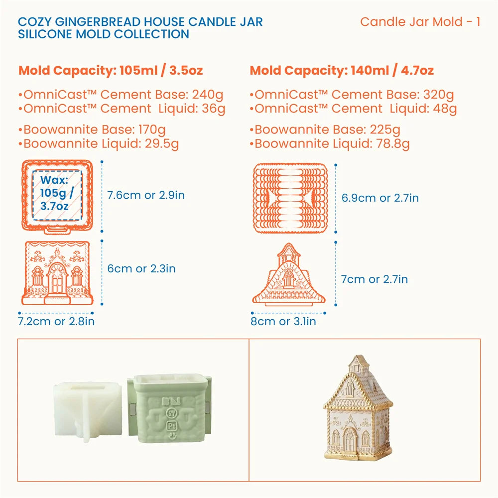 Gingerbread House Candle Jar Silicone Mould