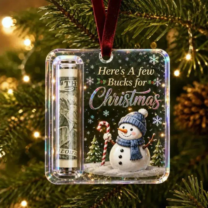 Christmas Money Holders Acrylic Hanging Money Holder Ornaments Christmas Tree Snowman Elk Hanging Pendant New Year Party Decor