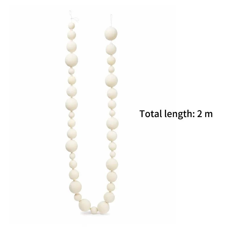 2Meters Xmas Hanging Pendant Red White Felt Ball Garland Ornaments DIY Christmas Tree Window Bead Chain Decoration Supplies