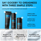 LAIKOU 3-Piece Men's Daily Skincare Kit - Cleanse Refresh Hydrate Essential Men's Beauty Routine Set