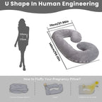 Pregnancy Pillow,55 inches Maternity Body Pillow with Washable Cover, C Shaped Body Pillow for Sleeping (Grey)