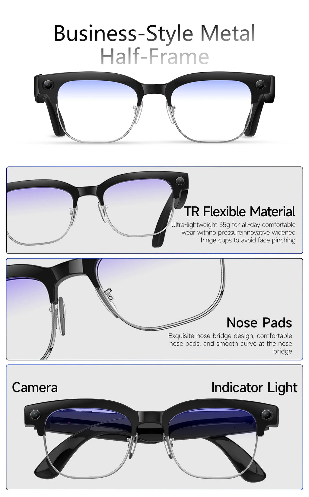 2026New 800W Pixel Camera Smart Glasses Men Video Recording AI Photo Recognition Bluetooth Call Voice Translation Sunglasses Man