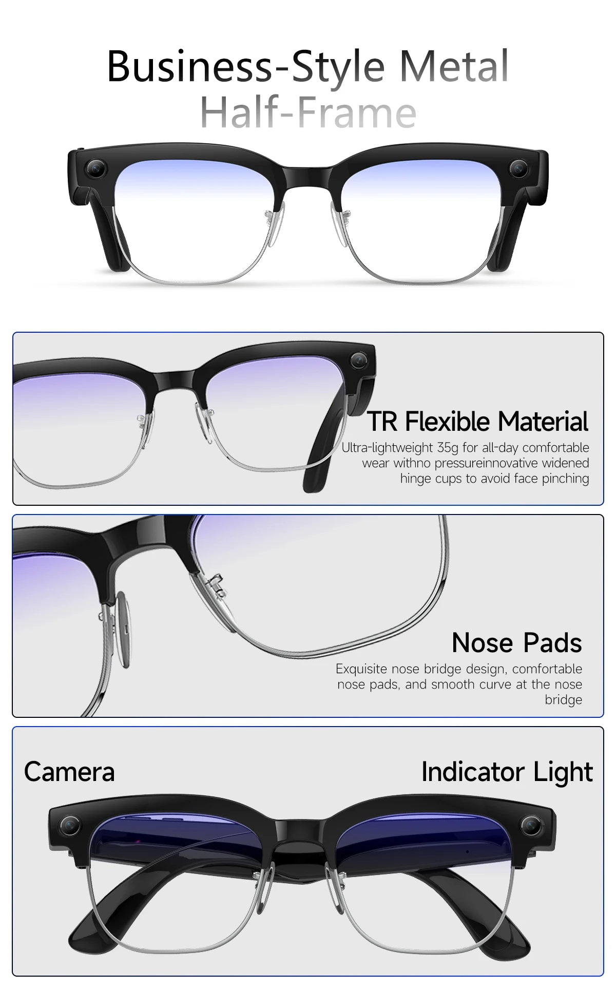 2026New 800W Pixel Camera Smart Glasses Men Video Recording AI Photo Recognition Bluetooth Call Voice Translation Sunglasses Man