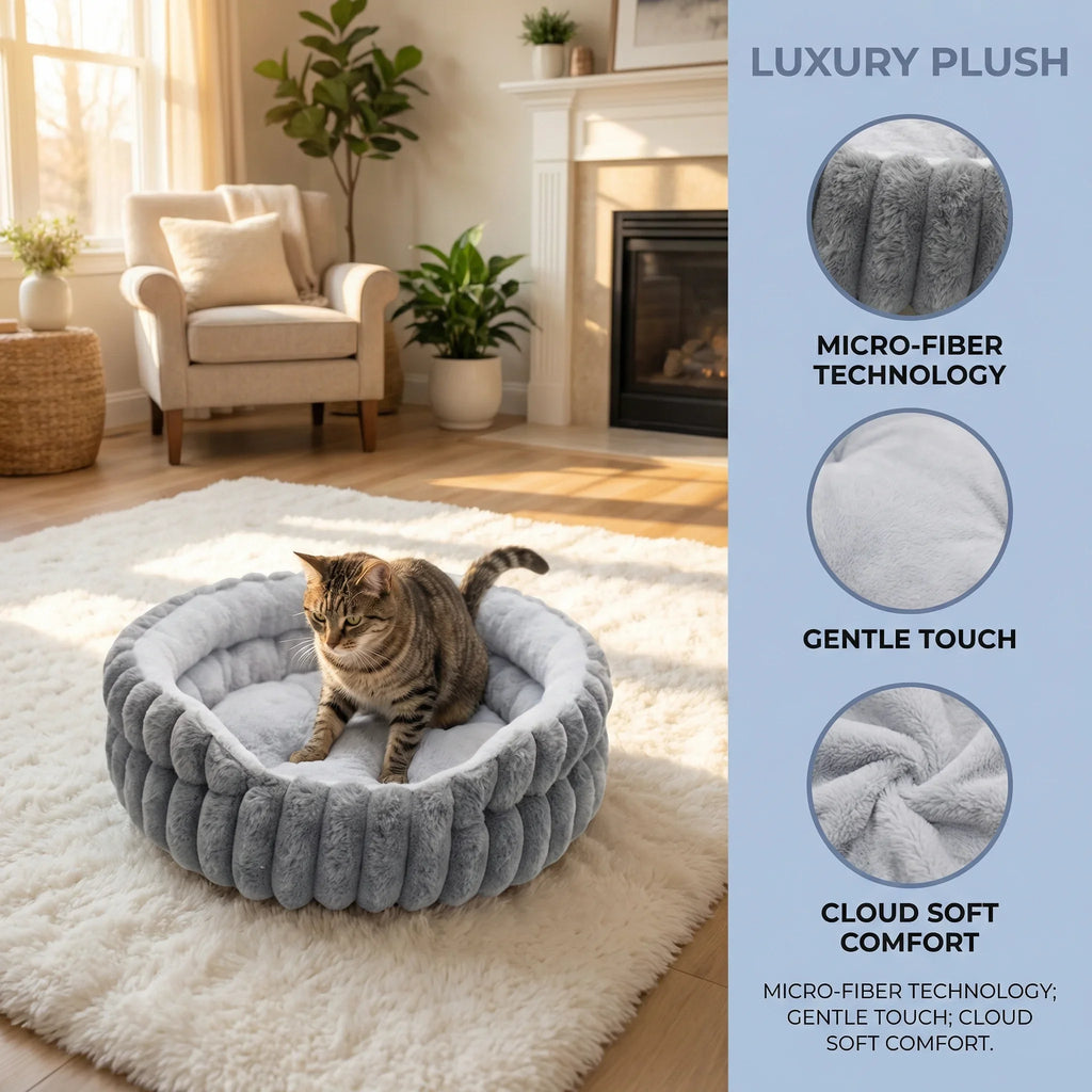 Home Plush Winter Cat Nest Dog Nest Warm Detachable and Washable Round Cat Nest Pet Bed Seasonal Universal Decoration
