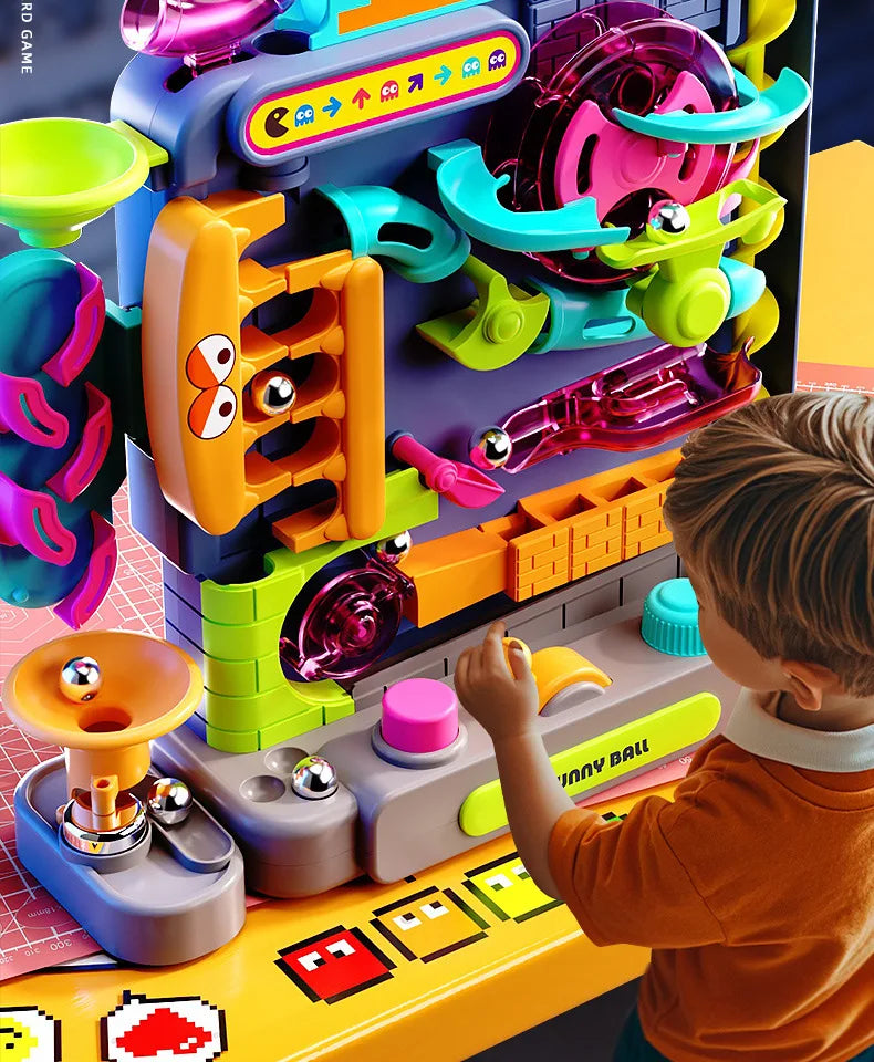 Educational Montessori Toys Multilayer Track Adventure Game Rail Rolling Ball Model Interactive Brain Kids Christmas Gift