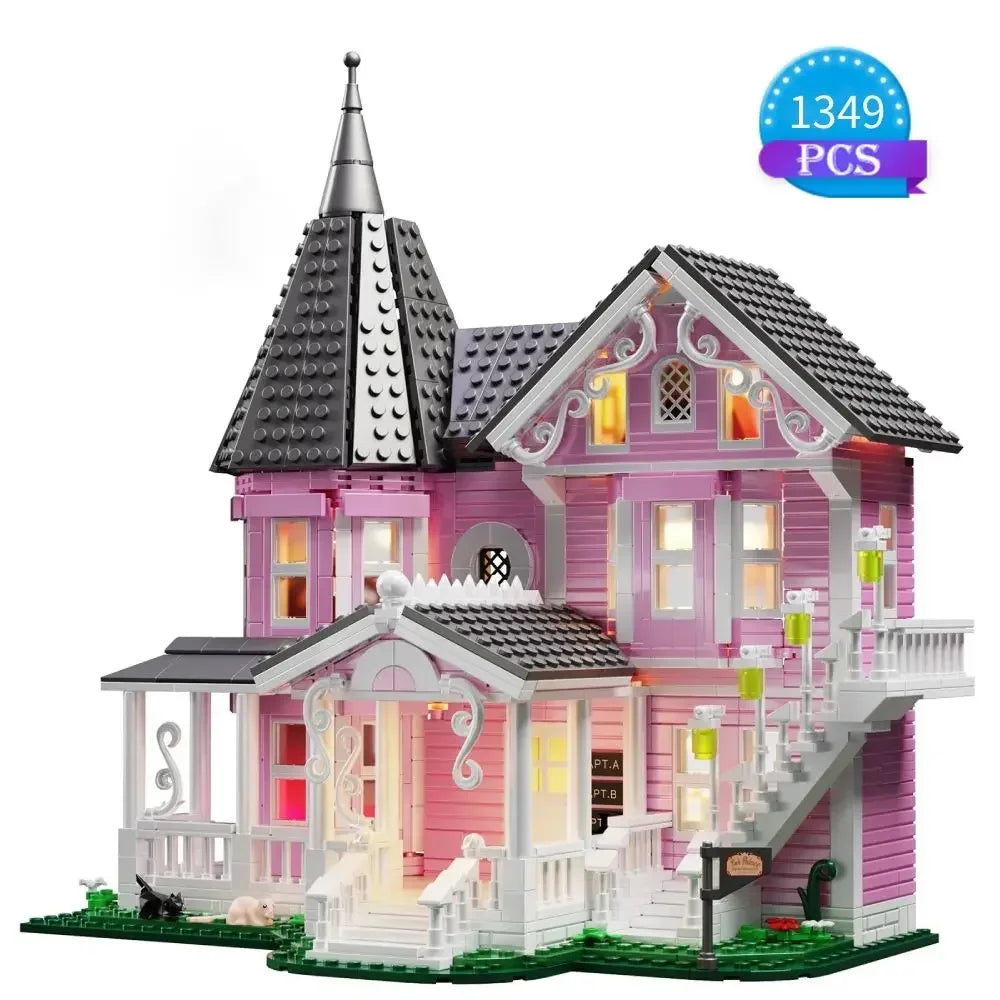Coralines Building Block Set Pink Palace Model Apartment Ideas Movie Architecture Toy for Boys and Girls Halloween Gift 1349 Pcs