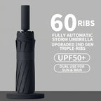 Reinforced 24-Bone Umbrella, Men's Business Strong And Durable Wind-resistant Umbrella, Anti-UV Sunscreen Umbrella Women's Sunny