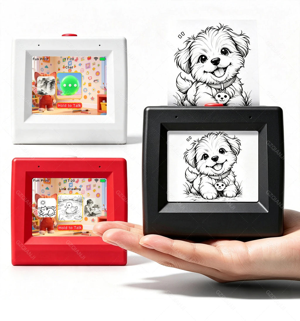 AI Voice Smart Thermal Printer! 58mm Mini Portable Bluetooth Photo Sticker Picture Print Device Fun Print with White Color Paper