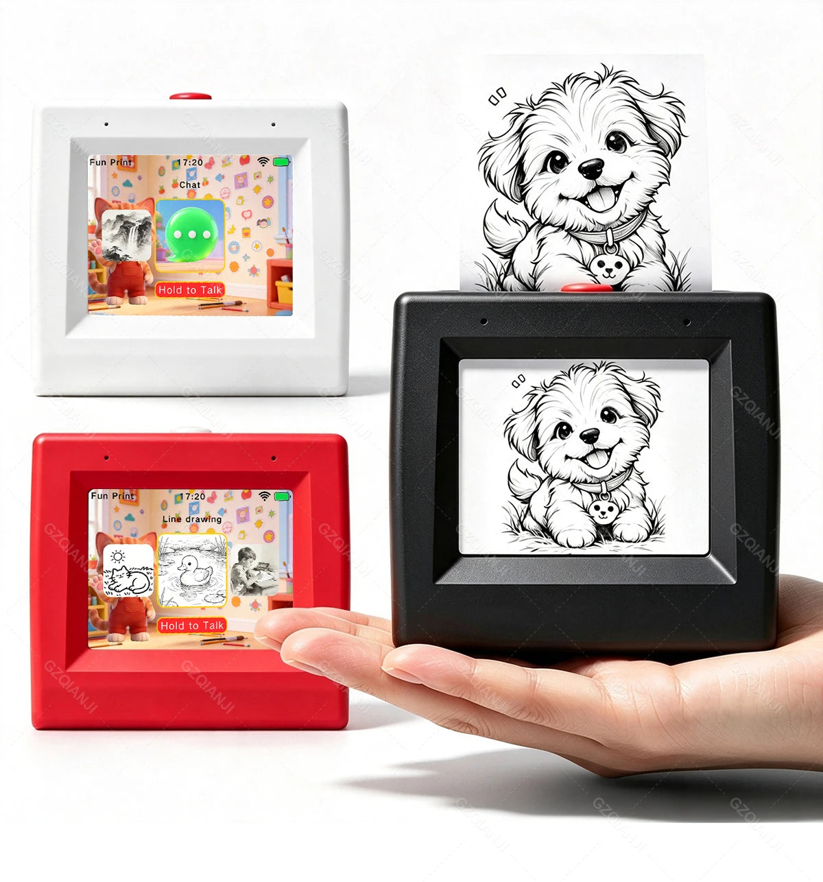 AI Voice Smart Thermal Printer! 58mm Mini Portable Bluetooth Photo Sticker Picture Print Device Fun Print with White Color Paper