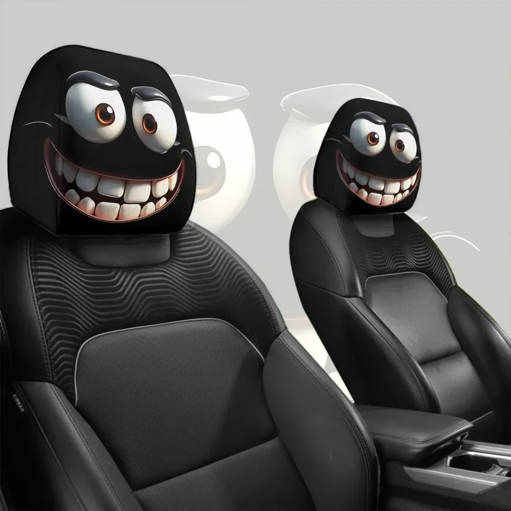 1/2pcs Funny Cartoon Eyes Car Headrest Covers Double-sided Universal Fit Car Headrest Covers for Auto Front Seat Rest Decoration