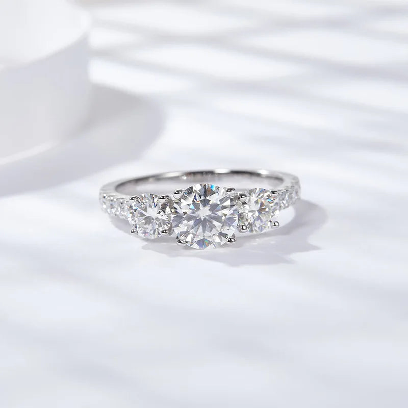 1-3CT Moissanite D Color VVS Diamond Women's Oval Radiant Ring S925 Silver Ring Plated White Gold Jewelry Rings for Women