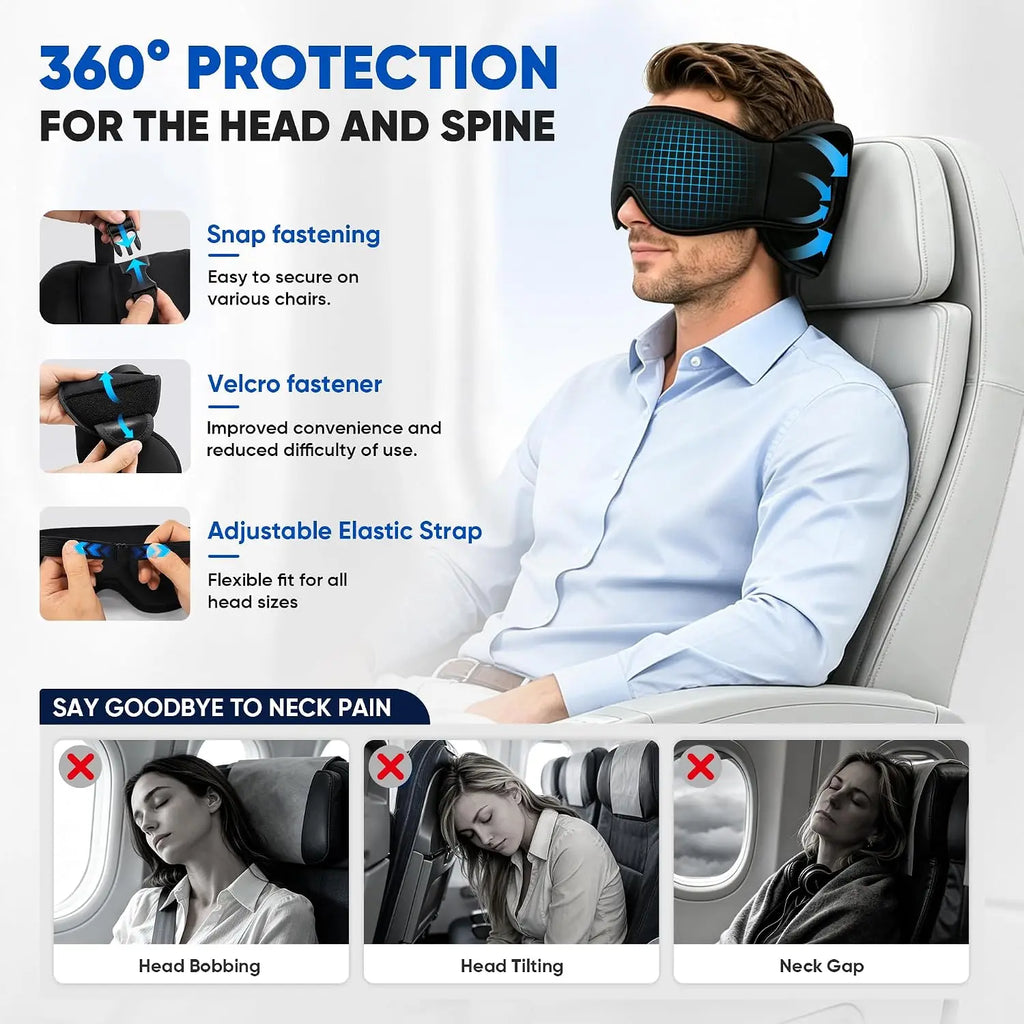 3-in-1 Adjustable EyeMask Airplane Sleep Support System Travel Pillow Multi-Use Office And Home Comfortable Pillow for Traveling