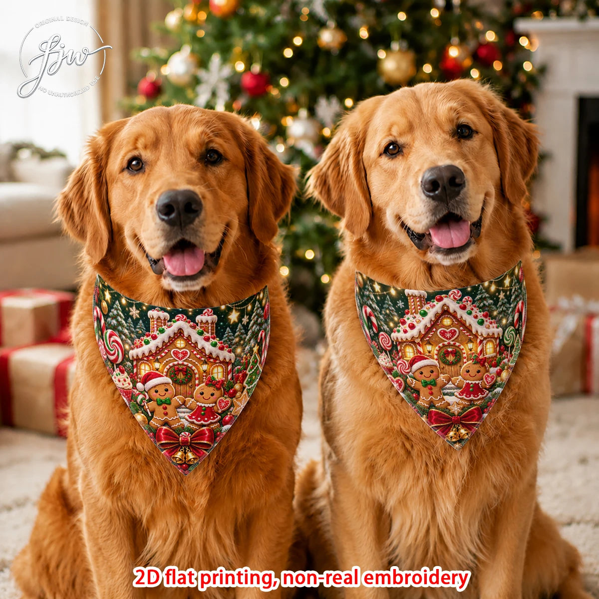Christmas Dog Bandanas — 2 Pack, 60 × 30cm