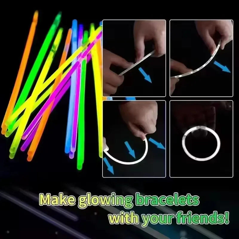 50/100Pcs Fluorescence Sticks Party Multicolor Glowing Stick Bright and  Bendy
