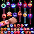 10/20/30PCS Glowing Halloween Pumpkin Ghost Bracelet Rings Night Decor Halloween Party Favor Festival Carnival Gifts Bag Fillers