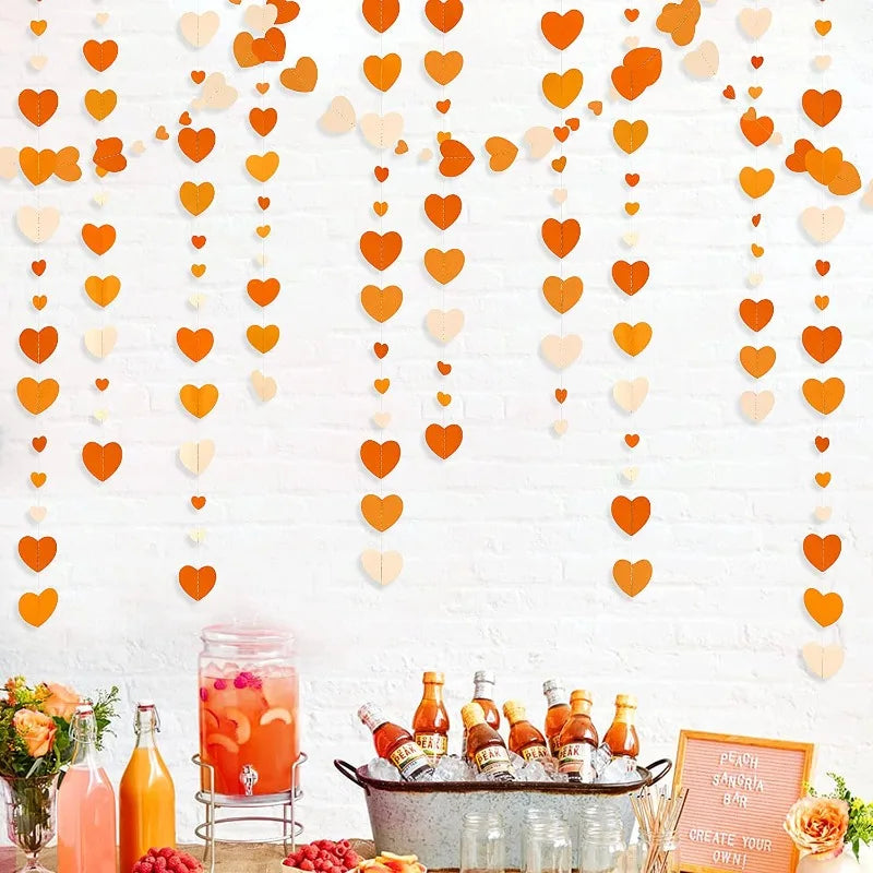 Orange Beige Boho Pom Pom Flower Fall Thanksgiving Banner Heart Tassel Garlands Balloons Hanging Autumn Harvest Wedding Decor