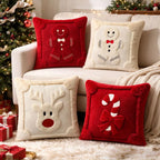 Christmas Pillow Cover Plush Soft Cushion Cover Candy Cane Pattern Decorative Throw Pillow Case Xmas Home Cozy Winter Sofa Decor