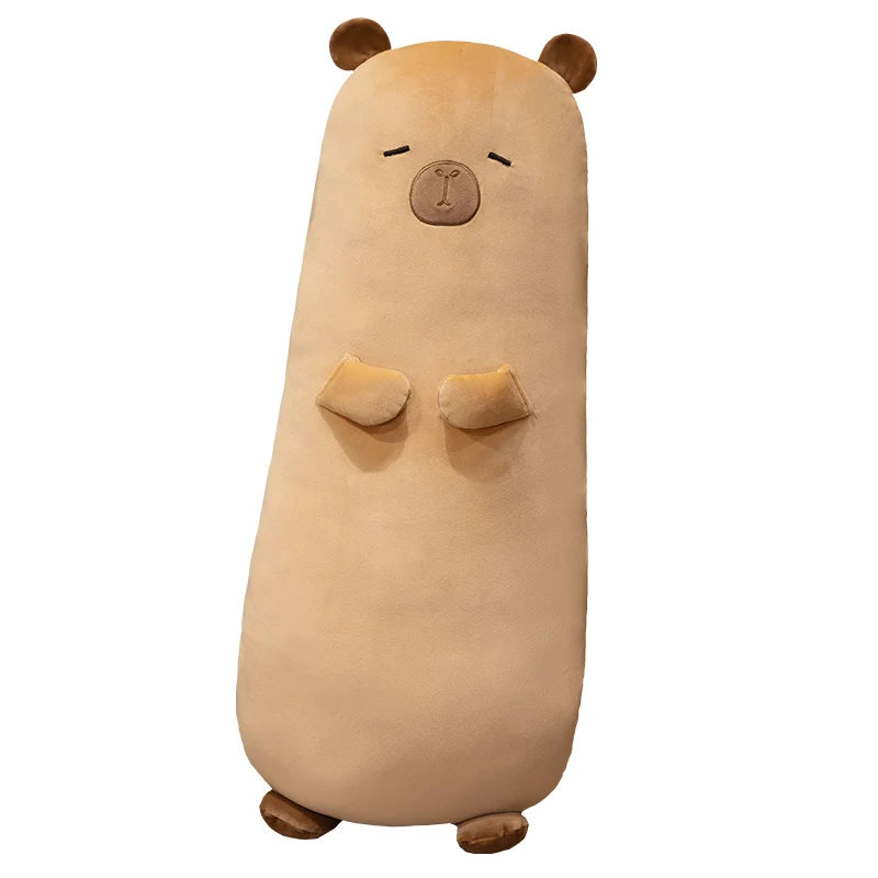 70-120cm Capybara Long Pillow Stuffed Soft Cartoon Animal Capybara Bolster Plushie Sleeping Leg Support Peluche Birthday Gift