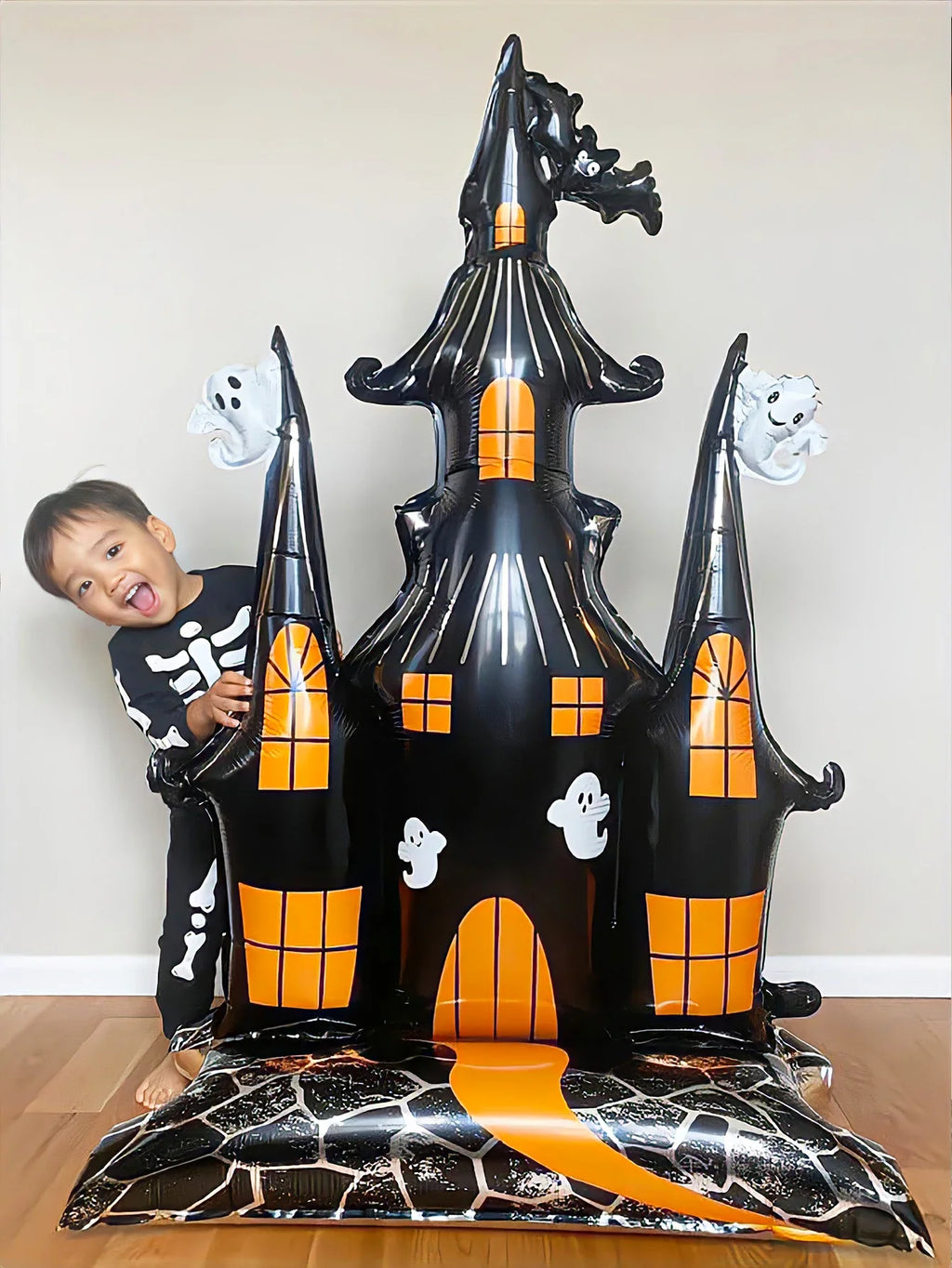 1pcs Halloween 58-inch Super-large Haunted House Castle Standing Aluminum Foil Balloon Horror Halloween Haunted House Party