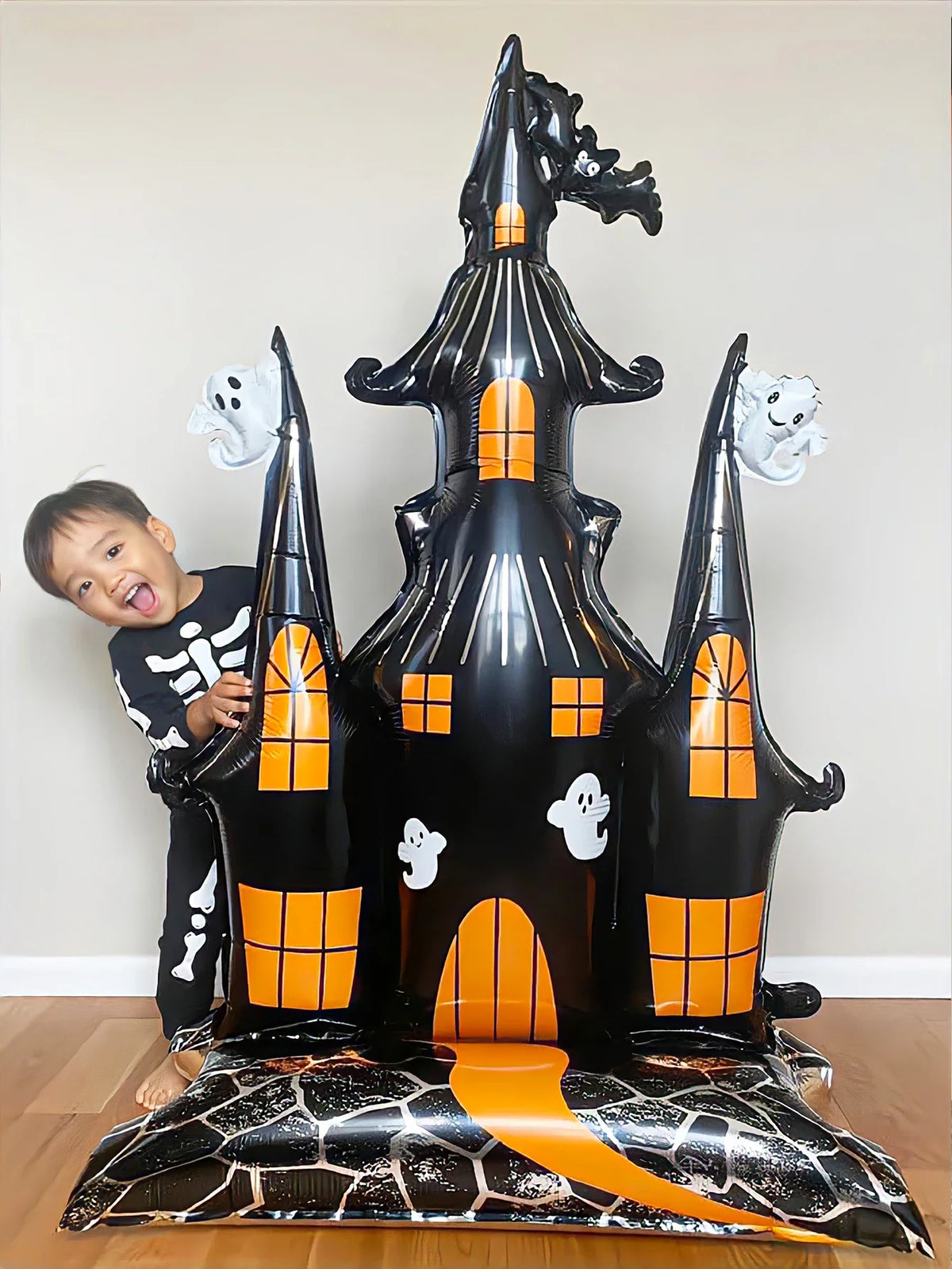1pcs Halloween 58-inch Super-large Haunted House Castle Standing Aluminum Foil Balloon Horror Halloween Haunted House Party