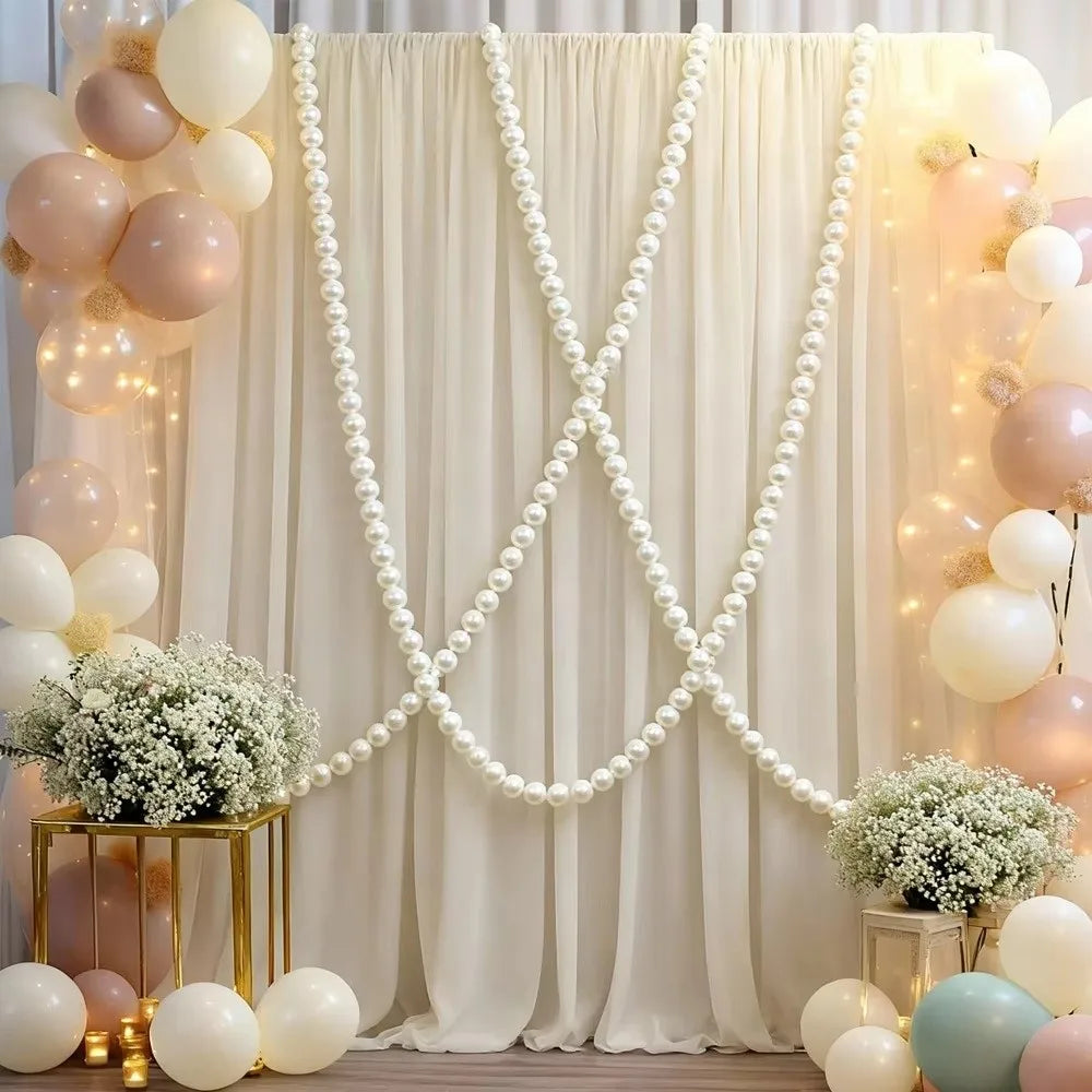 10pcs DIY Beaded Faux Large Pearl Garland White Ball Pendant & Figurine Wedding Backdrop Wall Decor