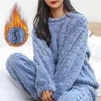 Women Coral Velvet Jacquard Pajama Set Soft Warm Winter Loungewear Comfortable Homewear for Christmas Valentine's Day Gift