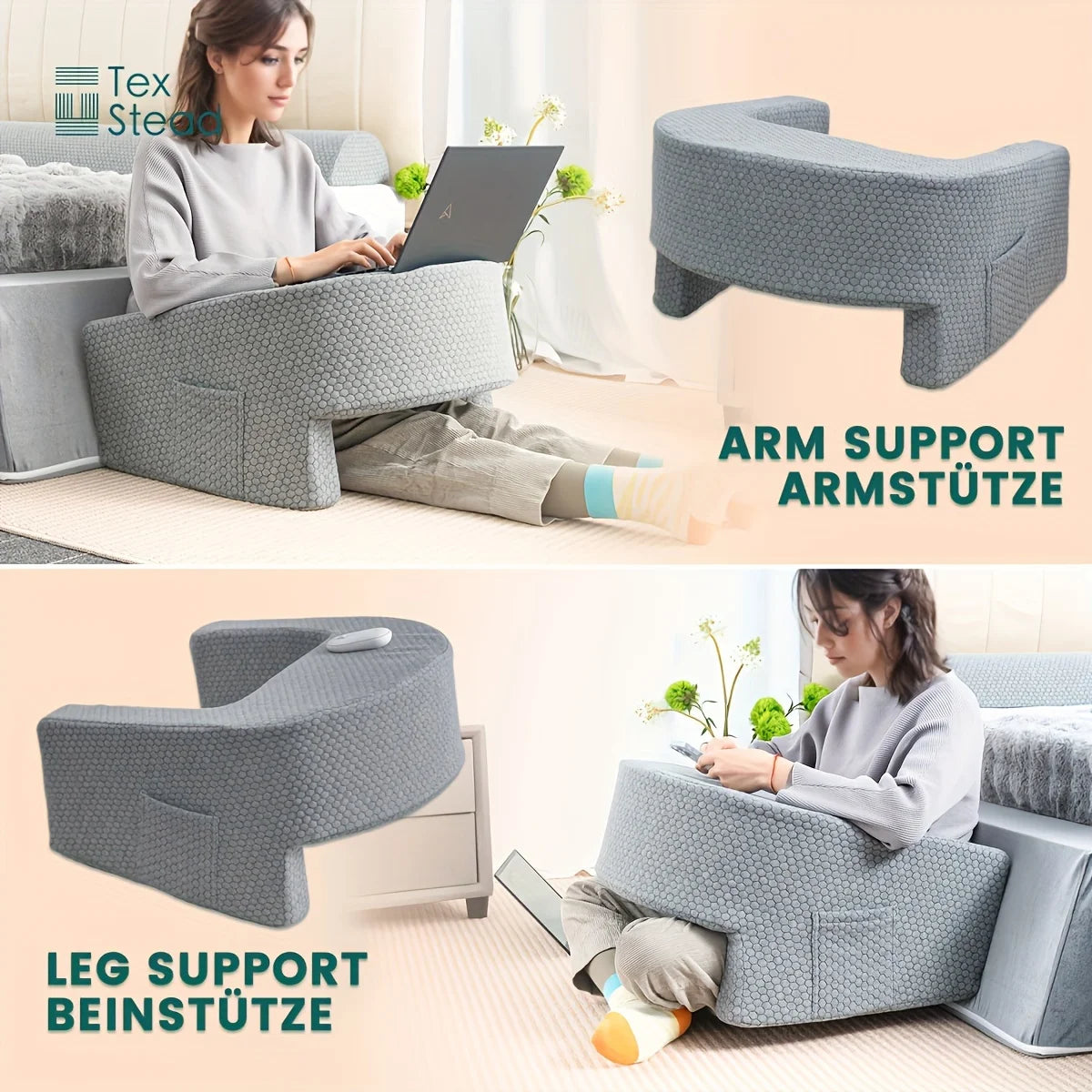 Reading Pillow for Gaming, Extra Large Arm Rest Pillow for Adult, Memory Foam Bed Rest Pillow for Reading, Working,with Rem，1 PC