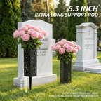 2Pcs Cemetery Vase Memorial Cemetery Vases with Stake Grave Flower Holder for Gravestone Grave Yard Ground Outdoor Flower Marker