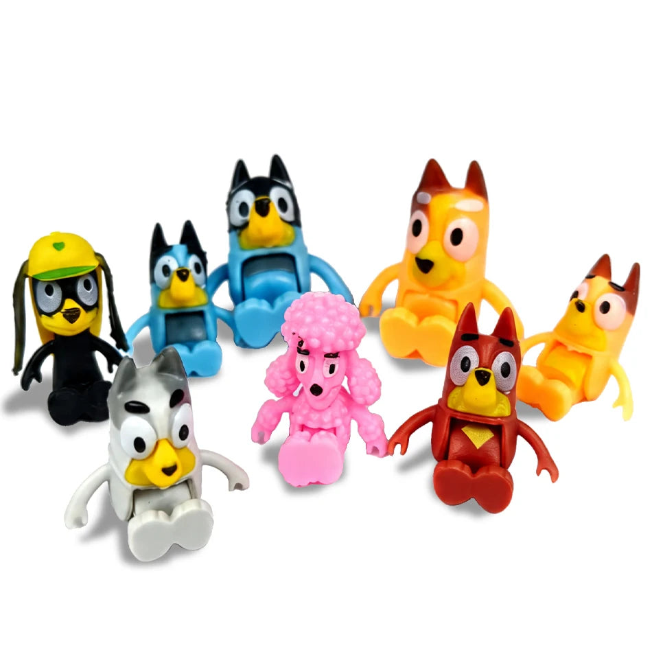 8pcs Set Bluey Family & Friends Action Figures Poseable Collectible Toys Best Birthday Gift for Fans Adults High Quality Novelty