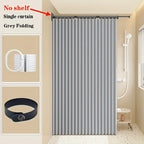 High-Quality Foldable Shower Curtain with Hooks & Ties, Invisible Wet-Dry Separation, Easy Store, Modern Home Decor Style