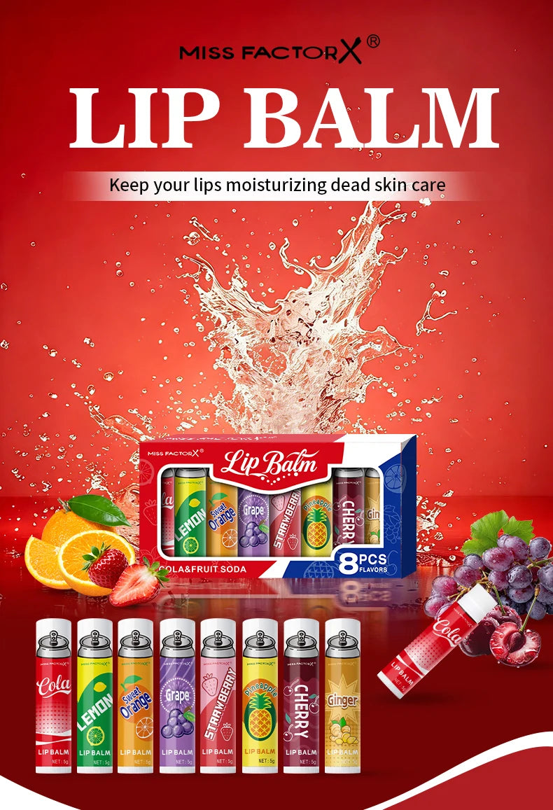 8PCS Soda-Inspired Lip Balm Set, Long-Lasting Moisture & Anti-Chapping Gift Giving