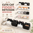 Cute Cat Relax Button Keycap, Kawaii Cat 4-Key Keyboard Fidget Toy for Friends Gift, Portable Fidget Keychain Fashion Bag Charm