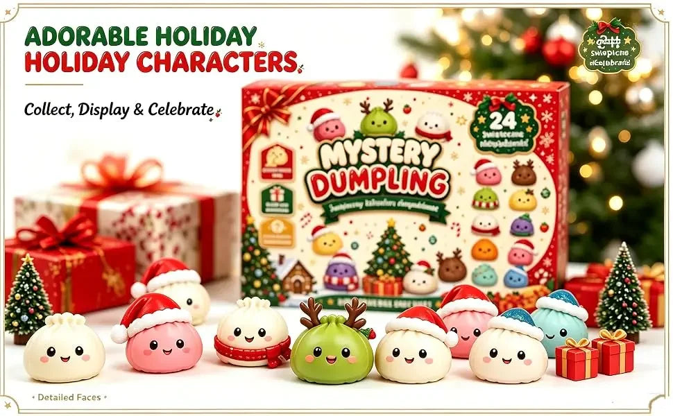 Christmas Squishy Advent Calendar 24 Day Countdown Surprise Box Dumpling Squishies Slow Rebound Squeeze Sensory Gift Decor