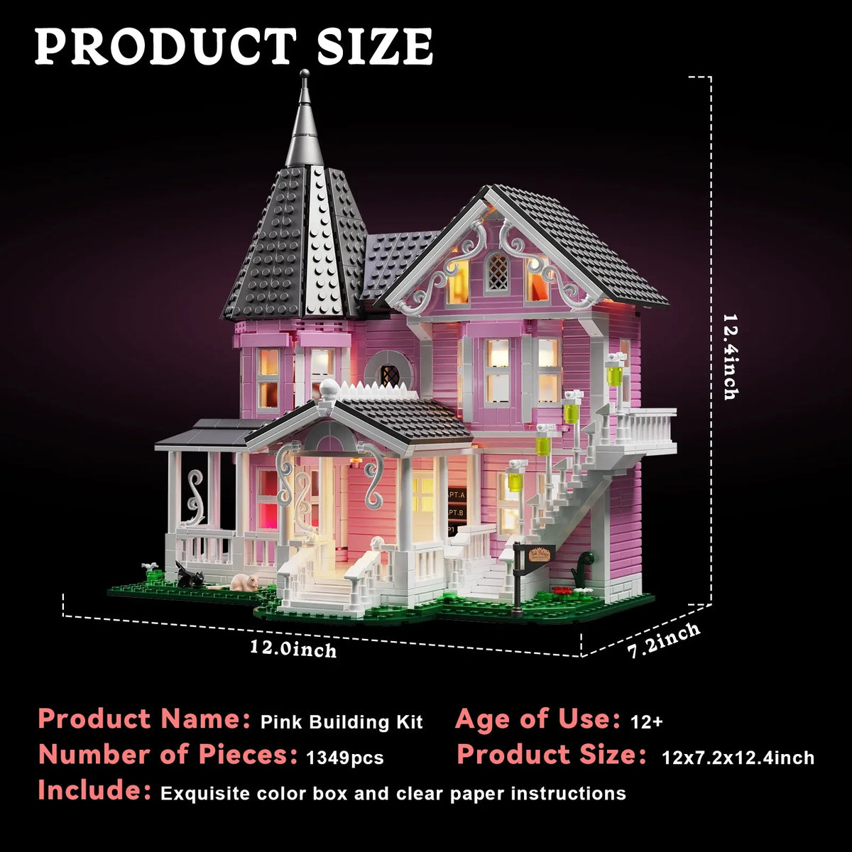 Coralines Building Block Set Pink Palace Model Apartment Ideas Movie Architecture Toy for Boys and Girls Halloween Gift 1349 Pcs