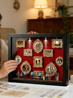 Memory Photo Display Case with  11 Pieces Miniature Photo Frame with 8 Figurines .