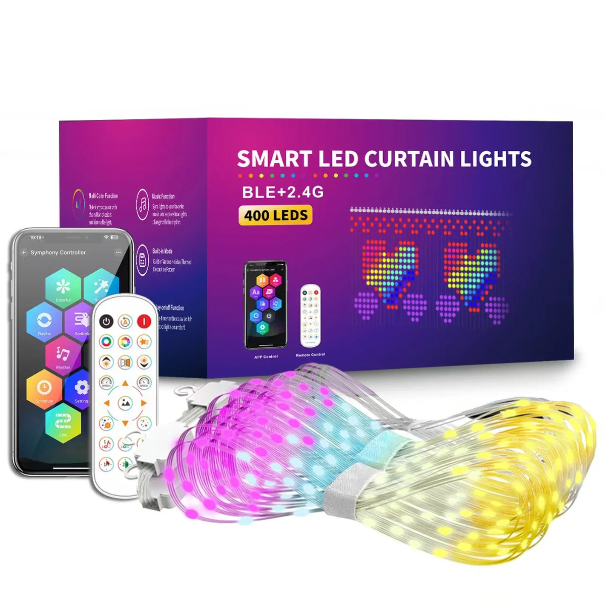 DC5V WS2812 Fairy Lights Curtain Led String RGBIC Led String Light Decor Dimmable Bluetooth APP Control for DIY Christmas Party