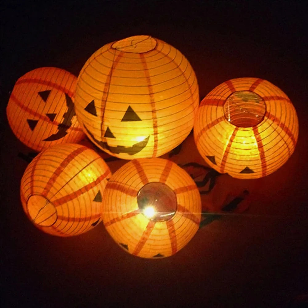 Halloween Pumpkin Lantern Jack O Hanging Paper Lanterns With Lights for Halloween
