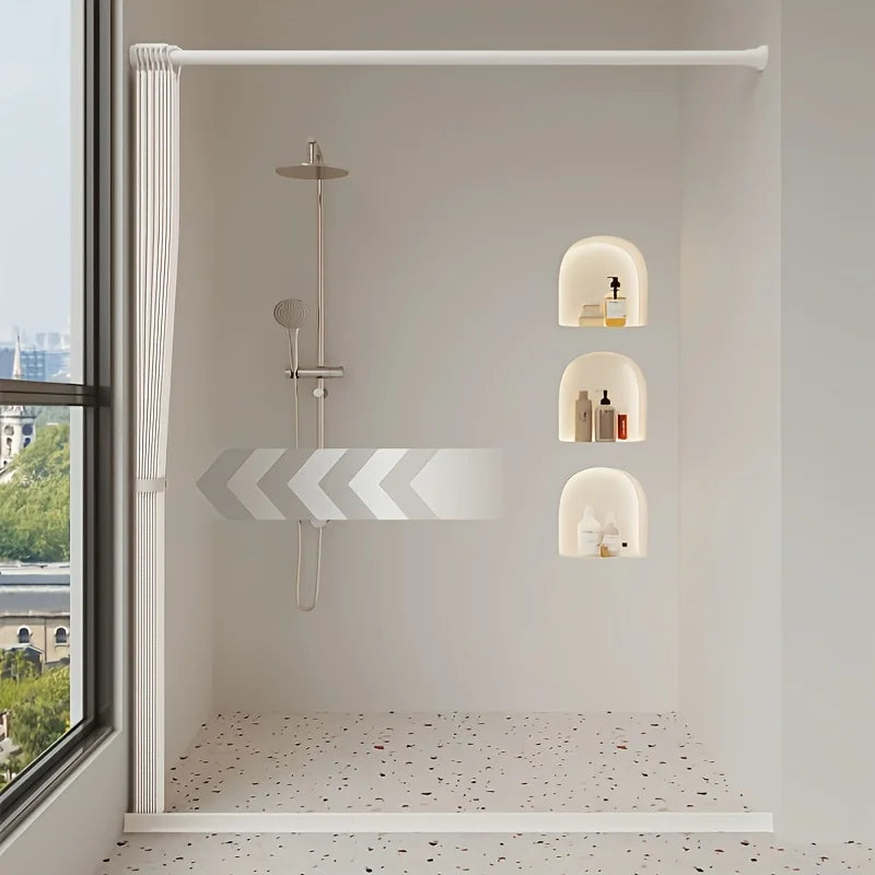 High-Quality Foldable Shower Curtain with Hooks & Ties, Invisible Wet-Dry Separation, Easy Store, Modern Home Decor Style