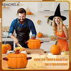 Halloween Pumpkin Bowl Ceramic Pumpkin Casserole Oven-Safe Pot With Lid And Handles, Perfect For Thanksgiving And Halloween