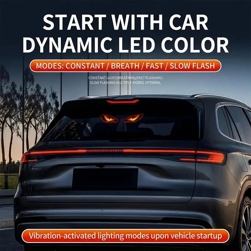 Solar Powered Car Neon Light Wireless Cool DEMON EYE Led Ambient Light Suction Cup USB Rechargeable Atmosphere Breathing Lamp