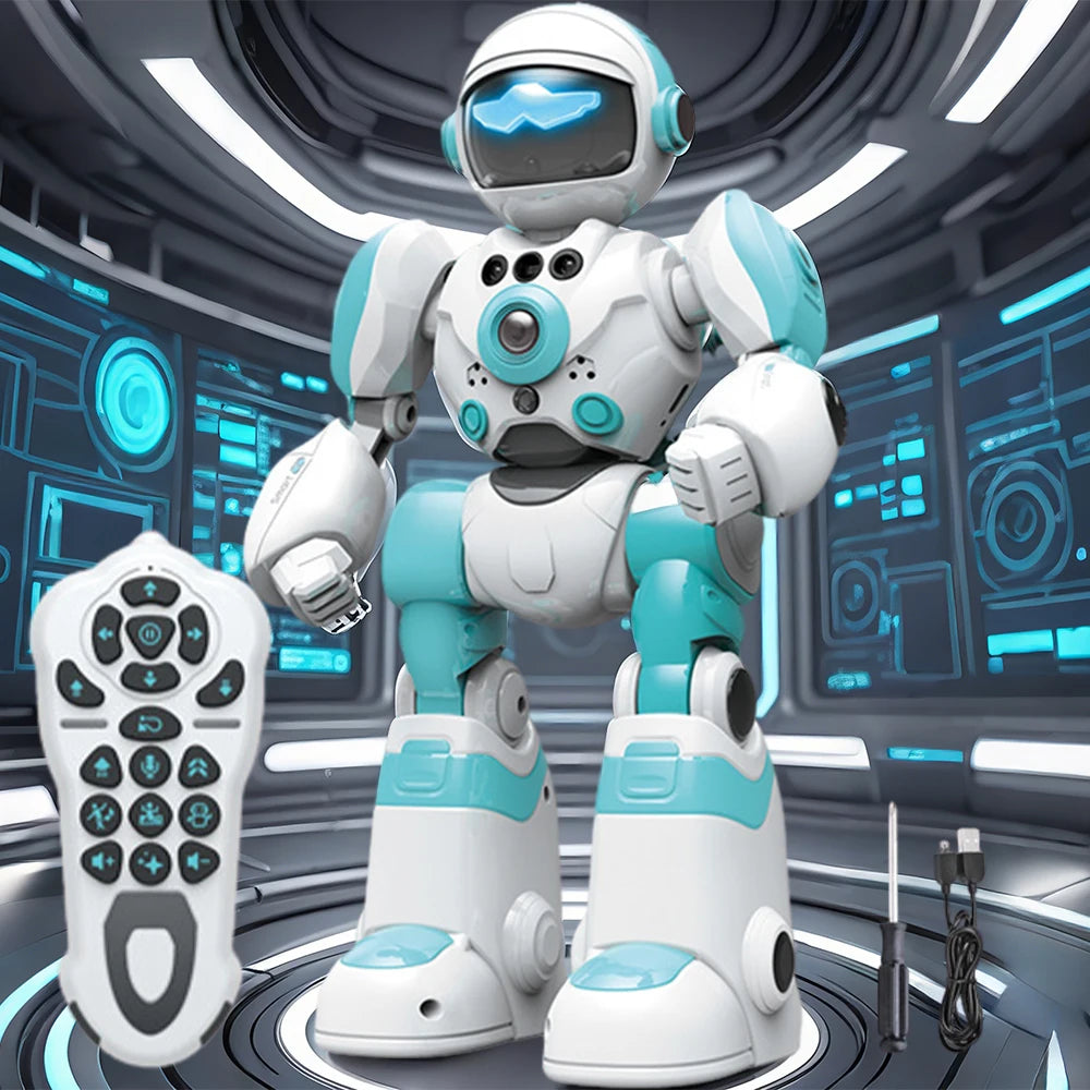 Kids Smart Voice Interaction Robot Blue Plastic Intelligent Robot